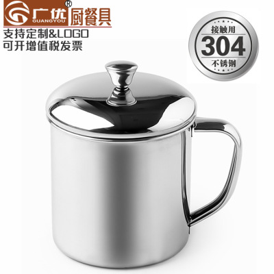 304 Stainless Steel Mug Canteen with Handle Teacup with Lid Student Kindergarten Water Pot Support Laser