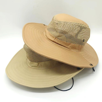 Summer Men's Wide Brim Hat Outdoor Leisure Climbing Fishing Hat Sun-Proof Sun Protection Hat Agricultural Hat Men's Fisherman Hat