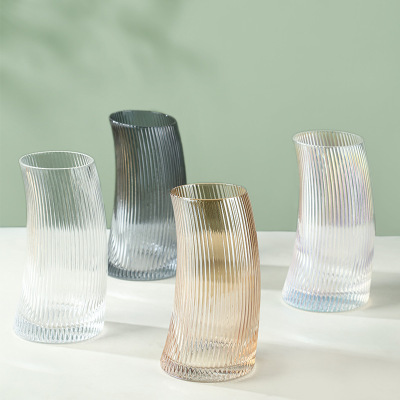 Nordic Style Shaped Glass Crescent Style Cup Striped Sail Cup Horn Cup Creative Juice Cup Bar Cocktail Glass