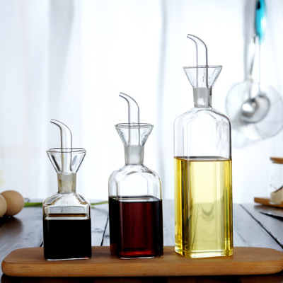 Kitchen Durable Pour Oil Pot Leak-Proof Soy Sauce Heat-Resistant Borosilicate Frosted Spot Vinegar Sesame Oil Glass Condiment Bottle
