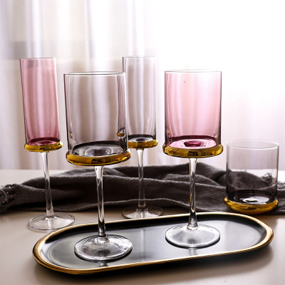 Creative European-Style Electroplated Gold Red Wine Glass Goblet Champagne Glasses Household Glass Wine Glass Juice Cup Goblet
