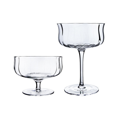Creative Ice Cream Glass Tulip Striped Cold Drink Bowl Internet Celebrity Cocktail Glass Goblet in Stock Wholesale