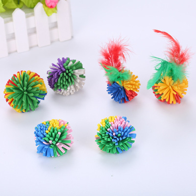 New Cat Bite Toy Color Floral Ball Eva Cat Grasping Ball Color Random Factory in Stock Wholesale