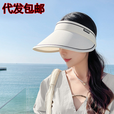 Korean Style Summer Uv Protection Sunshade Uv Sun Protection Hat Topless Hat Children Cycling Outdoor Face Cover Sun Hat Generation Hair