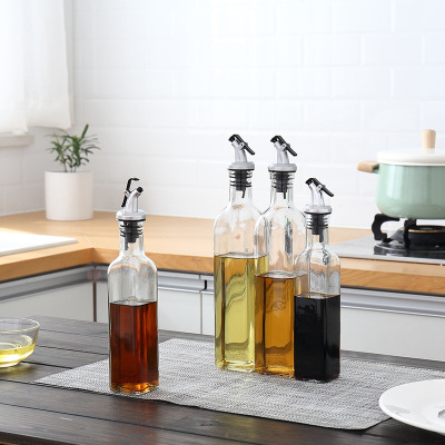 Kitchen Glass Oiler Vinegar Pot Anti-Leakage Soy Sauce Bottle Oil Tank Seasoning Seasoning Pot Plastic Large