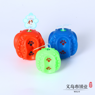 New Pet Toy Food Dropping Ball Curved Spherical Voice Strange Food Dropping Ball Color Dog Molar Dog Toy