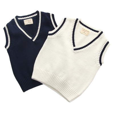 Pick Size Fleece-Lined Children's Kindergarten Baby School Uniform Cotton Sweater Vest Boys' Medium and Large Girl's Knitted Vest