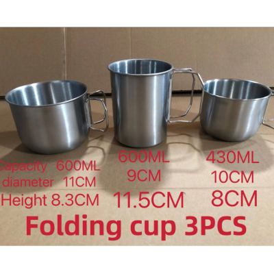Stainless Steel Outdoor Cup Three-Piece Stainless Steel Folding Cup Barbecue White Wine Glass