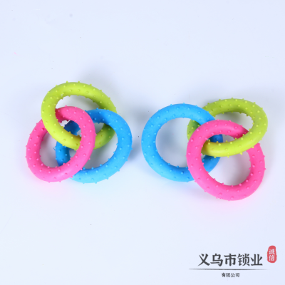Three-Color Ring Toy Pet Toy Rubber Bite-Resistant Toy Dog Toy Molar Teeth Cleaning Decompression Rubber Ring