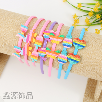 Summer Hot Sale Korean Children's Cute Plastic Headband Candy Color Hairpin Sweet Cartoon Headband Factory Direct Sales
