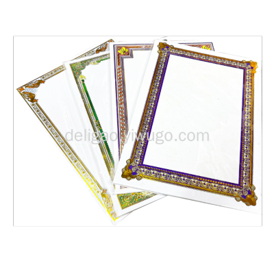 Deligao A4 Certificate of Honor Book Blank inside Page Medium Paper A4 Gilding Certificate Inner Page