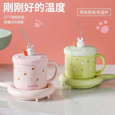 Factory Direct Sales 55 ° Thermal Cup Gift Box Gift Cup Heating Cup Ceramic Cup Cartoon Mug