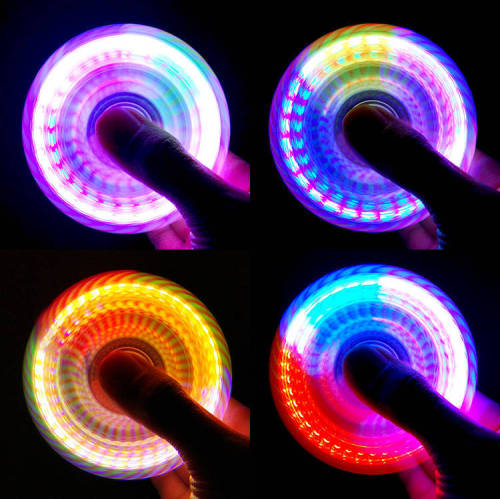 fingertip gyro stall square children adult stress relief toys luminous band light night fluorescent edc three-leaf rotating 1