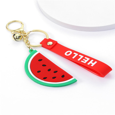 Creative Cartoon Fruit Watermelon Ice Cream Keychain Female Exquisite Internet Celebrity Schoolbag Automobile Hanging Ornament Small Gift Wholesale