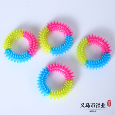Three-Color Ring Thorn Dog Toy Pet Toy Bite Ring Small and Medium-Sized Dog Puppies Molar Rubber Toy