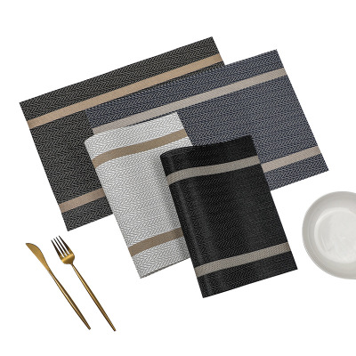 European-Style PVC Insuted Pcemat Waterproof Anti-Scalding Table Mat Western Restaurant Hotel Anti-Skid Double Striped Table Mat Custom Wholesale