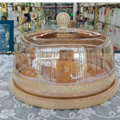 Good Product Recommended New Stick-on Crystals Crystal Wooden Base 31cm Cake Plate