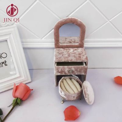 Jinqi Sofa Fabric Home Jewelry Box Dressing Table Stool Jewelry Storage Box Earrings Necklace Jewelry Box