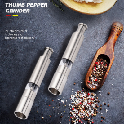 Stainless Steel Finger Grinding Multi-Purpose Black Pepper Grinder Finger Grinding Manual Pressing Stainless Steel Pepper Mill