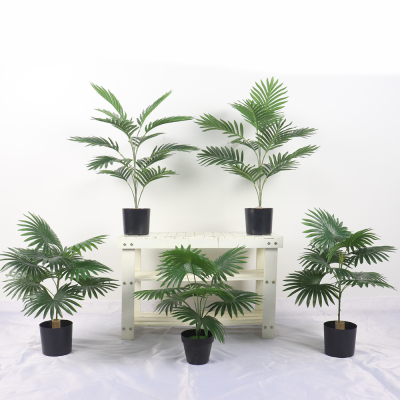  Indoor Coffee Table Decoration Artificial Kwai Tree Palm Tree Bonsai Plastic Green Fake Trees Plant Fan Sunflower Pot