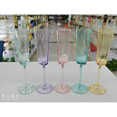 Fashion Triangle Hammer Diamond with Color Crystal Champagne Glass Wholesale