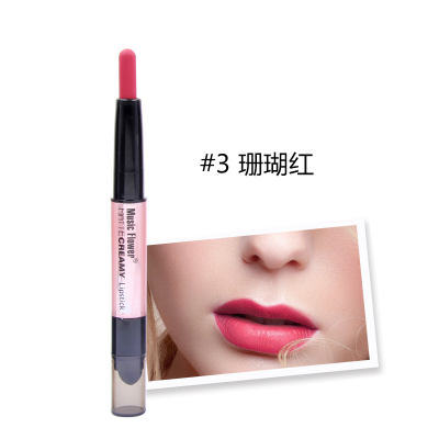 Music + Flower Coral Red Rich Color Matte Moisturizing Silky Double-Headed Air Cushion Matte Lip Brush Lipstick