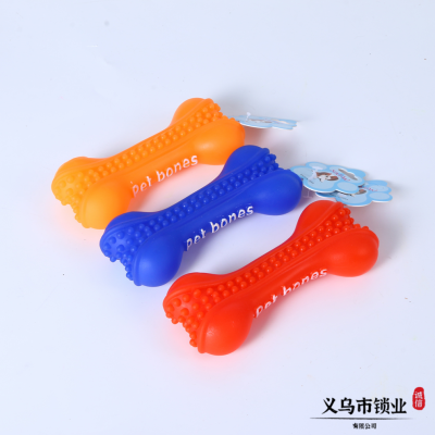 Dog-Shaped Molar Rod Colorful Color Matching Pet Bone Bite-Resistant Soft Rubber Toy Tooth-Strengthening Pet Supplies Factory Direct Sales