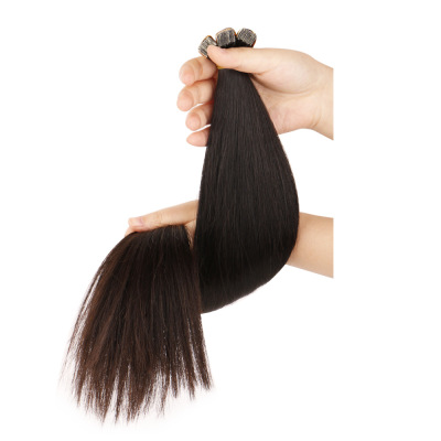 Human Wigs Brush Hair# 1b Tape in Hair Real Human Hair Pu Hair European and American White Hair Extensions Pony Tail Wig