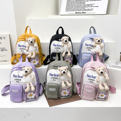 Children's Bag Korean Cartoon Kindergarten Backpack Girl Bear Pendant Backpack Baby Snack Small Backpack Fashion