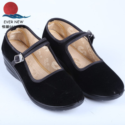 Ceremonial Shoes Square Dance Shoes Black Hotel Work Shoes 3520 High Heel Velveteen Shallow Mouth