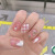 Short Square Head New Style Pink Color Shell Gilding Diamond-Embedded Nail Stickers Simple White Detachable Wear Nail Finished Product