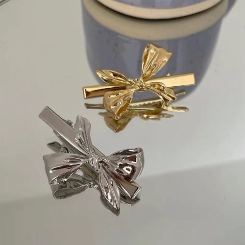 Korean Retro Geometric Bow hairpin Metal Side Clip Bangs Clip Internet Celebrity Girl Hairpin Duckbill Clip Hair Accessories