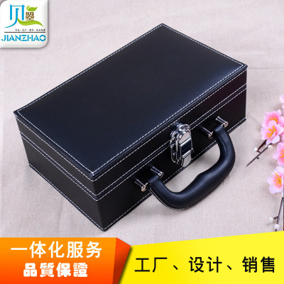 Portable Coffee Bean Packing Box Black Leather Coffee Machine Suitcase Professional Customized Soybean Milk Machine Leather Box Manufacturer