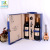 Factory Direct Sales Dark Blue Plain Widened Home-Brewed Wine Packaging plus-Sized Size Exquisite Leather Wine Leather Box