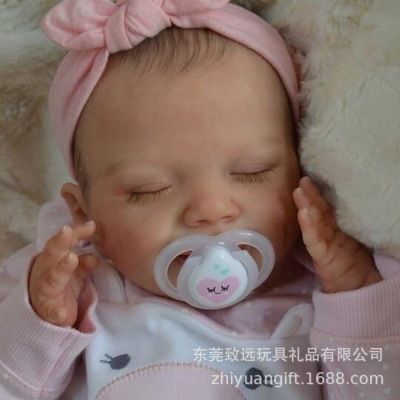 18-Inch Closed Eyes Smiling Face Simulation Baby Doll Full Body Soft Vinyl Reborn Doll Kids Holiday Gift