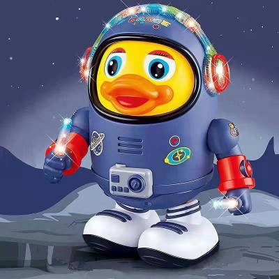 Space Duck TikTok Same Style Dancing Robot Electric Small Yellow Duck Drum Tiger Light Music Baby Toy