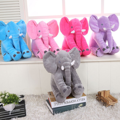 Elephant Plush Toy Doll Soothing Elephant Children Sleep Companion Pillow Cross-Border Wholesale Logo Doll One Piece Dropshipping