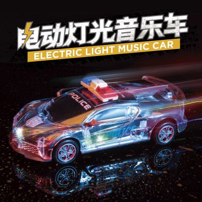 Tiktok Red Children Toy Boy Electric Police Car Inertia Toy Sports Car Night Market Stall Luminous Toy Wholesale