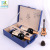 Factory Direct Sales Dark Blue Plain Widened Home-Brewed Wine Packaging plus-Sized Size Exquisite Leather Wine Leather Box