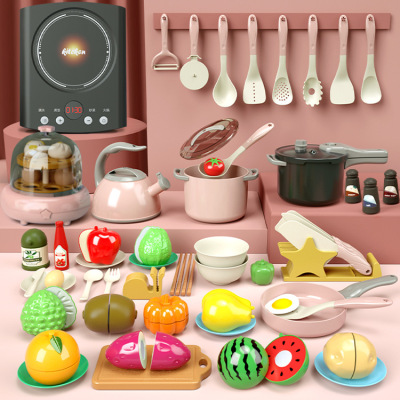 Children Play House Simulated Kitchen Toy Set Girl Cooking Boys and Girls Baby Cutting Fruit Cooking Kitchenware
