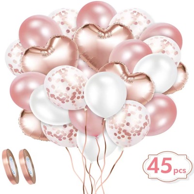 Balloon Rose Gold Combination Balloon Rubber Balloons Aluminum Coating Ball Birthday Party Decoration Supplies Scene Layout Balloon