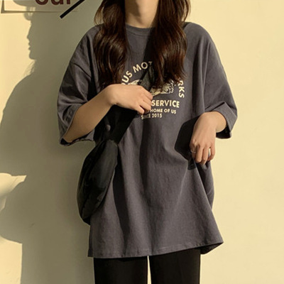 Summer Korean Style Loose Short-Sleeved T-shirt for Women 2022 Korean Style New Bf Style Large Size Top Couple Bottoming Shirt Women's Clothing