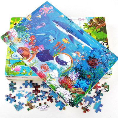 Children's 100-Piece Puzzle Digital Version Early Education Intellectual Power Development Brain-Moving Kindergarten Boys and Girls Puzzle Toys