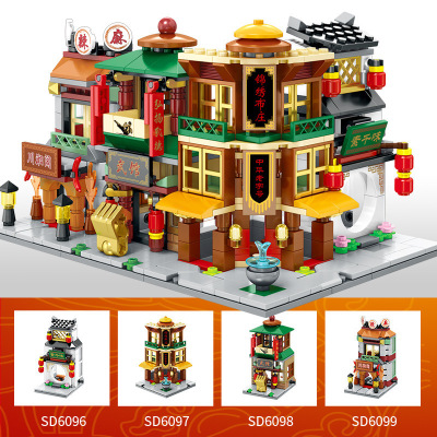 New Product Compatible with Lego National Fashion Ancient Style Street View Building Blocks Puzzle Assembled Building Blocks Decoration Model Children's Toy Gift