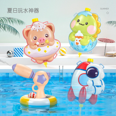 New Backpack Water Gun Children Pull-Out Beach Water Playing Toy Dinosaur Unicorn Water Pistol Stall Wholesale