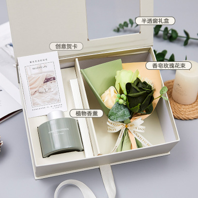 Qixi Valentine's Day Soap Flower Gift Box Creative Gift Aromatherapy Bottles Bouquet Hand Gift Practical Teacher's Day Wholesale