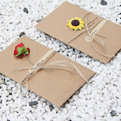 Creative Kraft Paper Paper Dried Flower Greeting Card Birthday Greeting Card DIY Valentine's Day Teacher Mid-Autumn Festival Card