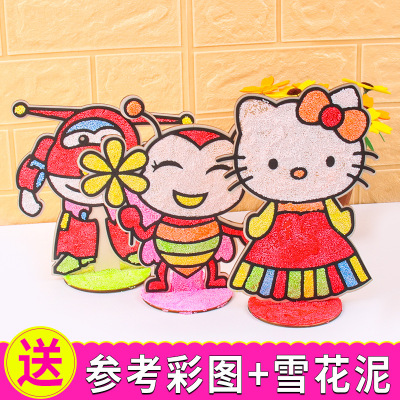 Handmade Diyeva Three-Dimensional Wooden Board Foam Putty Drawing Board Pearl Mud Coloring Board with Wooden Base Toy