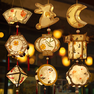 Flowers and Plants Chinese Lantern DIY Handmade Festive Lantern Material Package Children's Portable Rabbit GD Wholesale