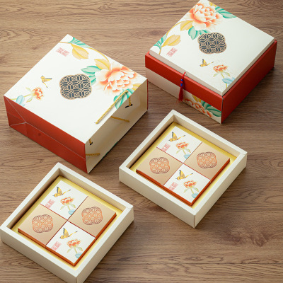 2022mid-Autumn Festival Moon Cake Box Packing Box Portable Gift Box Double-Layer Corrugated Gift Box 8-Piece Wholesale